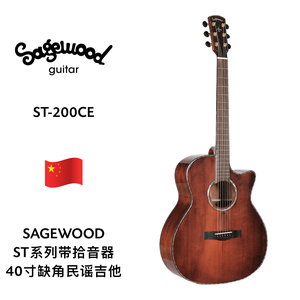 SAGEWOOD（赛格伍德）40寸带拾音器B2G缺角民谣吉他 ST-200CE